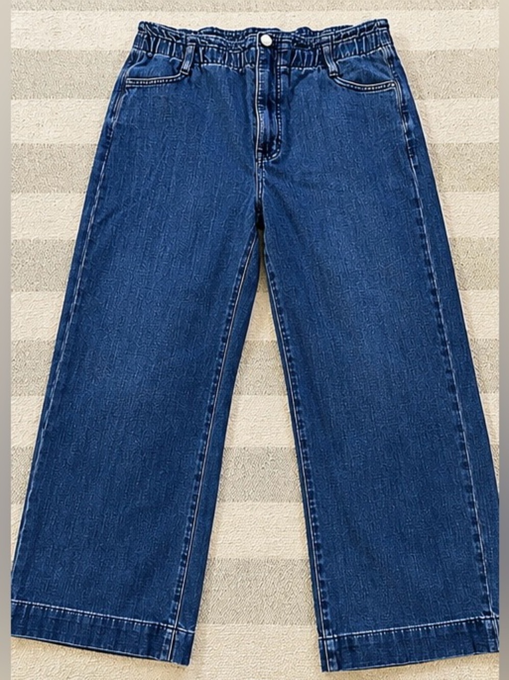 J.Crew Cropped Wide Leg Jeans Size 30 – Elastic Waist Dark Wash